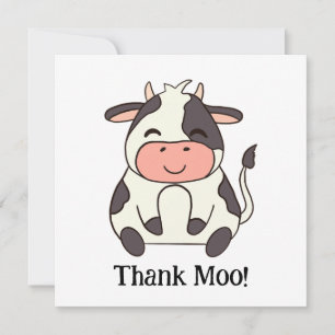 Cute Happy Cow Farm Animal Thank Moo! Thank You Card