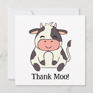Cute Happy Cow Farm Animal Thank Moo!  Thank You Card