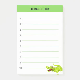 Cute happy crocodile Things To Do on green & white Post-it Notes