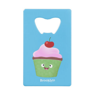 Cute happy cupcake cartoon illustration