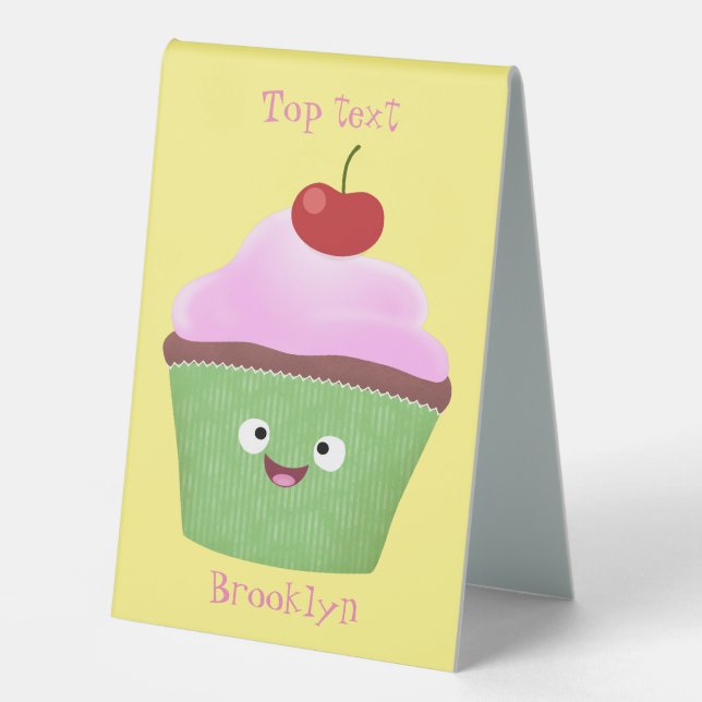 Cute happy cupcake cartoon illustration (Front)