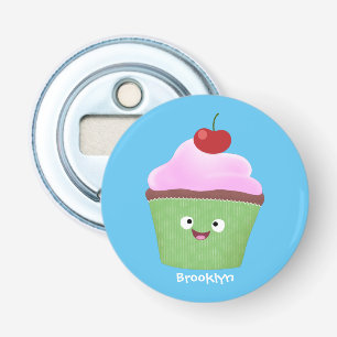 Cute happy cupcake cartoon illustration bottle opener