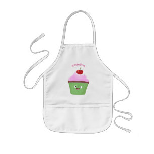 Cute happy cupcake cartoon illustration kids apron