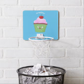 Cute happy cupcake cartoon illustration mini basketball hoop (In Situ)