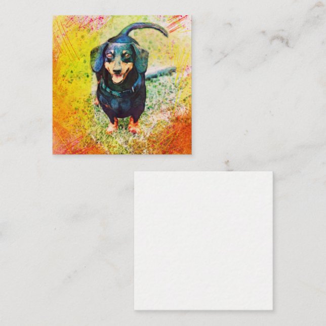 Cute Happy Dachshund Dog Head Face Enclosure Card (Front/Back)