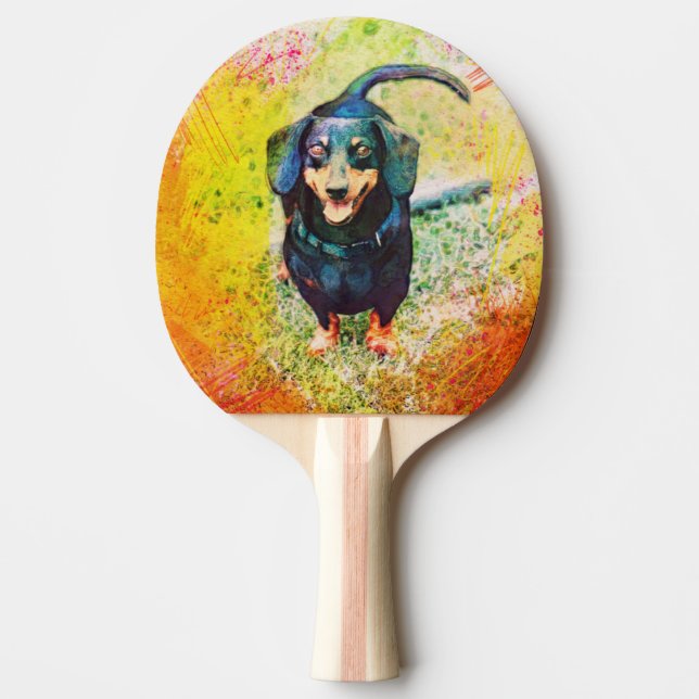 Cute Happy Dachshund Dog Head Face Ping Pong Paddle (Front)