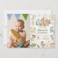 Cute Happy Dinosaurs 1st First Birthday Photo