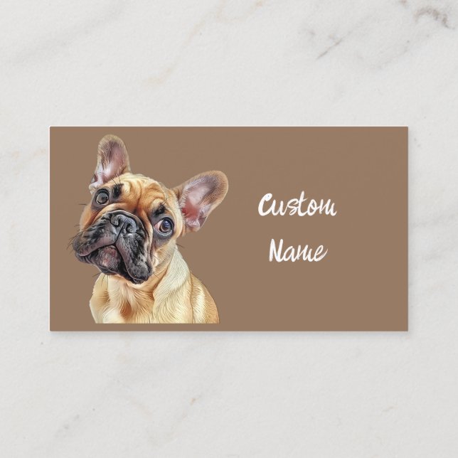 Cute Happy Dog Animal Pet French Bulldog Business Card (Back)