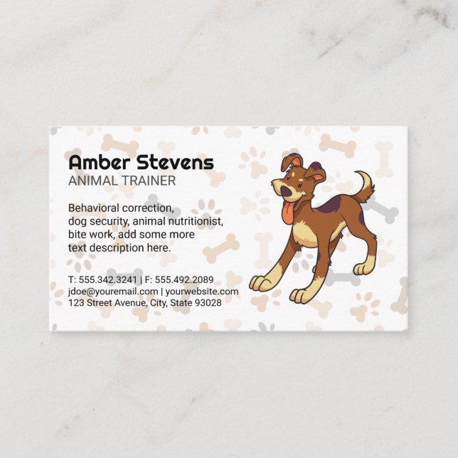 Cute Happy Dog | Doggie Patterns Business Card (Front)