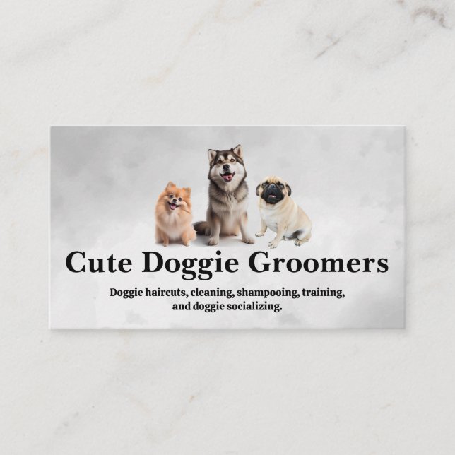 Cute Happy Dogs Sitting Business Card (Front)