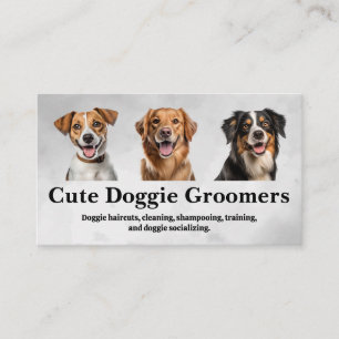 Cute Happy Dogs Smiling   Animal Services Business Card