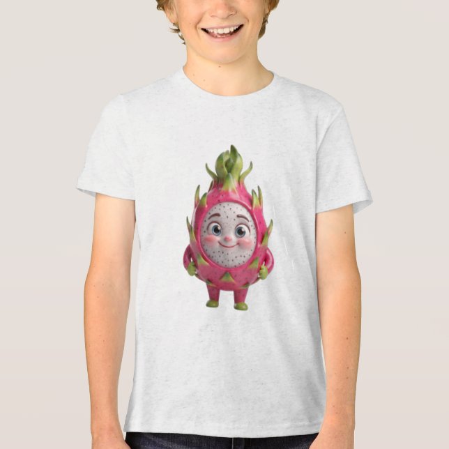 Cute Happy Dragon Fruit 3D Character Tee (Front)
