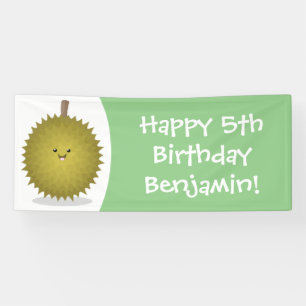 Cute happy durian cartoon illustration banner