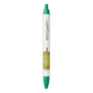 Cute happy durian cartoon illustration black ink pen