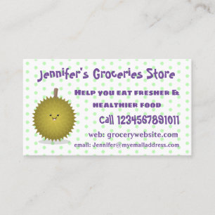Cute happy durian cartoon illustration business card