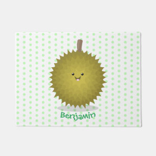 Cute happy durian cartoon illustration doormat