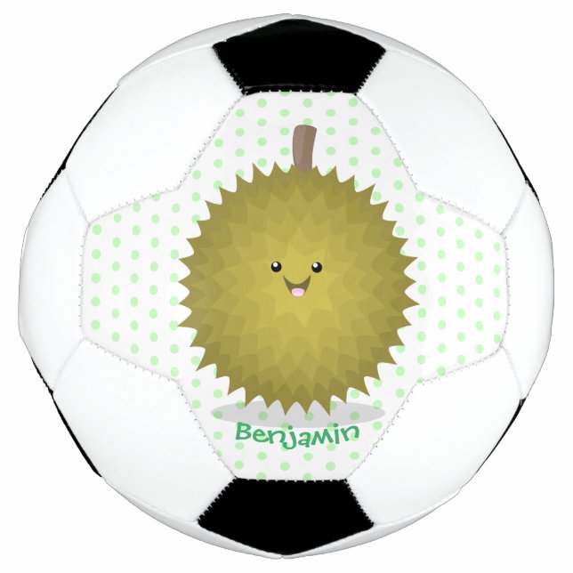 Cute happy durian cartoon illustration football (Front)