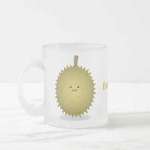 Cute happy durian cartoon illustration frosted glass coffee mug