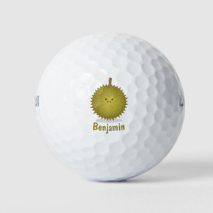 Cute happy durian cartoon illustration golf balls