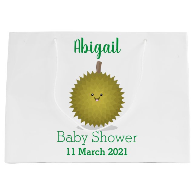 Cute happy durian cartoon illustration large gift bag (Front)