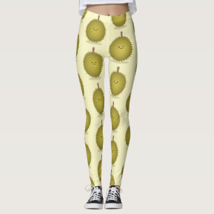 Cute happy durian cartoon illustration leggings