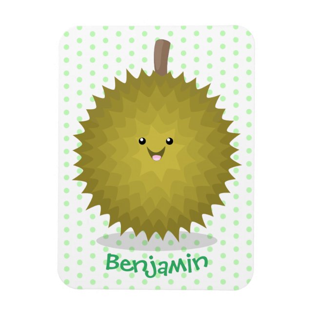 Cute happy durian cartoon illustration magnet (Vertical)