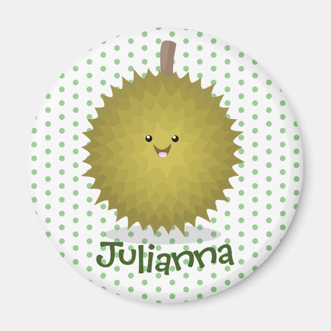 Cute happy durian cartoon illustration magnet (Front)
