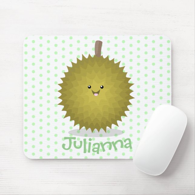 Cute happy durian cartoon illustration mouse mat (With Mouse)