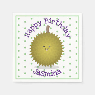 Cute happy durian cartoon illustration napkin