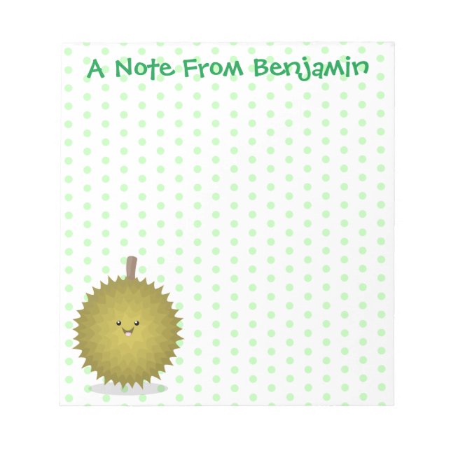 Cute happy durian cartoon illustration notepad (Front)