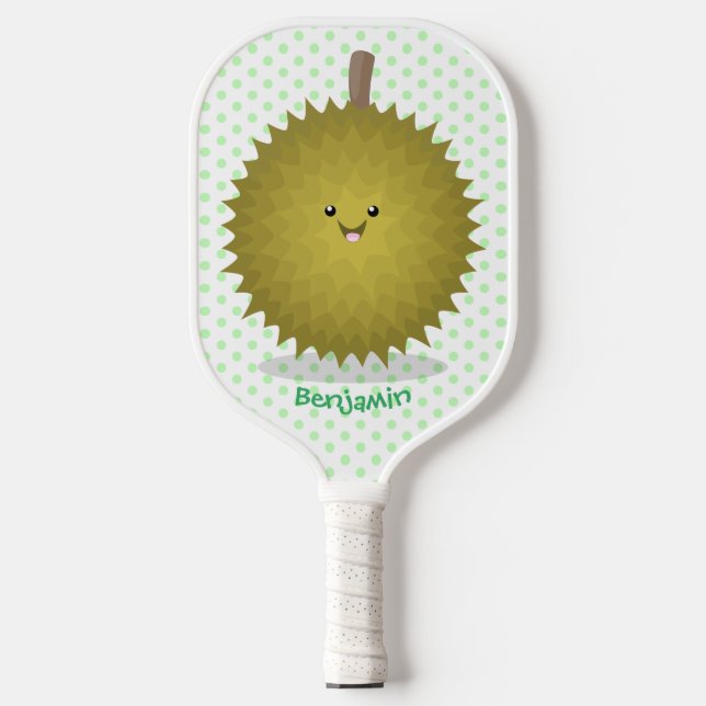 Cute happy durian cartoon illustration pickleball paddle (Front)