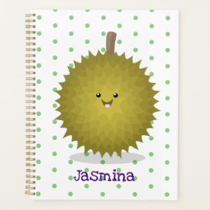 Cute happy durian cartoon illustration planner