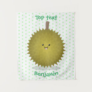 Cute happy durian cartoon illustration  tapestry