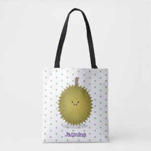 Cute happy durian cartoon illustration tote bag