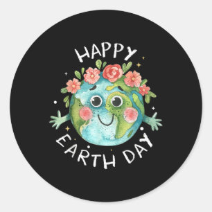 Cute Happy Earth Day 2025 Shirt Restore Earth Teac Classic Round Sticker