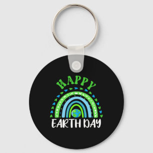 Cute Happy Earth Day Cute Rainbow Earth Lover Kids Key Ring
