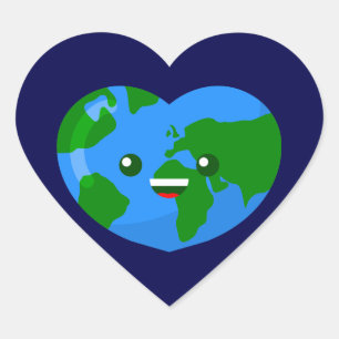 cute happy earth day heart globe sticker
