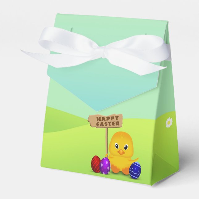 Cute Happy Easter Baby Chick Favour Box (Front Side)