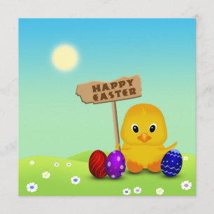 Cute Happy Easter Baby Chick Invitation
