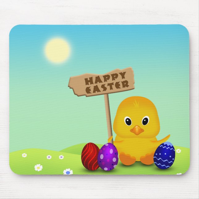 Cute Happy Easter Baby Chick Mouse Mat (Front)