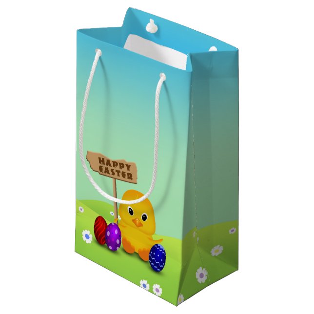 Cute Happy Easter Baby Chick Small Gift Bag (Front Angled)