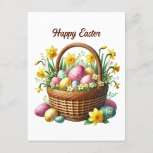 Cute Happy Easter basket Holiday Postcard