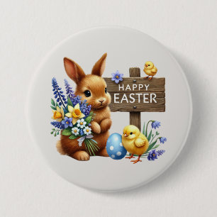 Cute Happy Easter bunny  7.5 Cm Round Badge