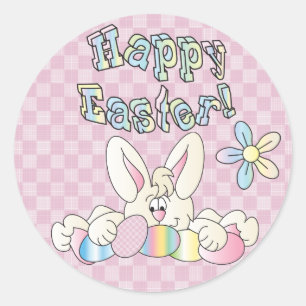 Cute Happy Easter Bunny Design Classic Round Sticker
