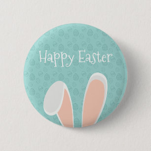 Cute Happy Easter Bunny Ears   Pin Button
