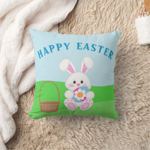Cute Happy Easter Bunny Easter Eggs Cushion