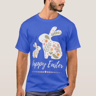 Cute Happy Easter Bunny Floral Boho Rabbit Pastel  T-Shirt