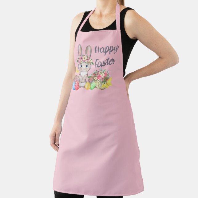 cute Happy Easter bunny Holiday Apron (Insitu)