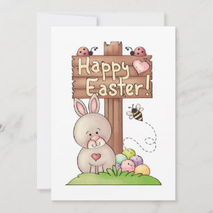 Cute Happy Easter bunny Holiday card