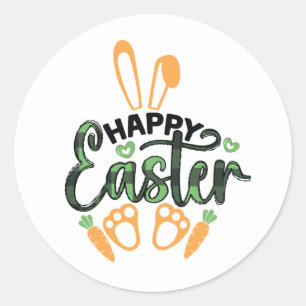 cute Happy Easter bunny Holiday Classic Round Sticker